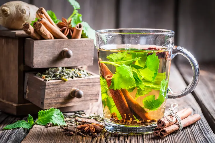 Peppermint and cinnamon tea -- both herbs have properties that may support IBS symptom relief